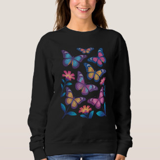 Sudadera Flores de neón con seis mariposas brillantes
