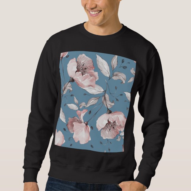 Sudadera Flores de primavera, hojas, diseño sin fisuras (Anverso)