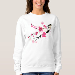 Sudadera Flores de Sakura rosadas pintura de primavera arte