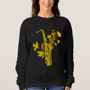 Sudadera Flores de Saxofón Instrumento Musical Músico Saxo