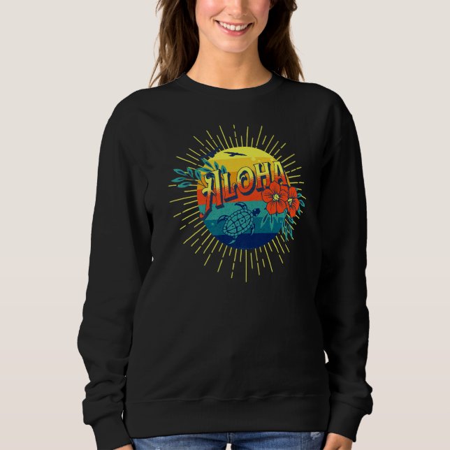 Sudadera Flores de tortuga de la isla hawaiana Aloha Haw (Anverso)