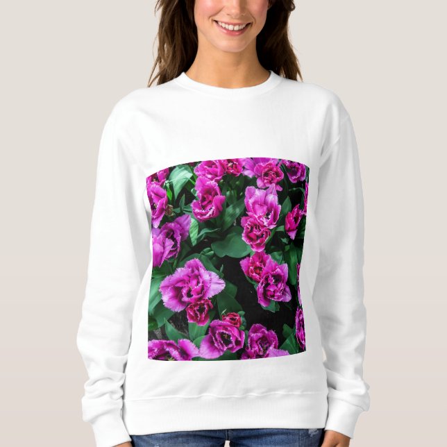 Sudadera Flores de tulipanes rosados (Anverso)