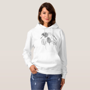 Sudadera Flores dibujadas a mano Doodle Planta blanca y neg