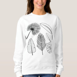 Sudadera Flores dibujadas a mano Doodles Plantas negras y b