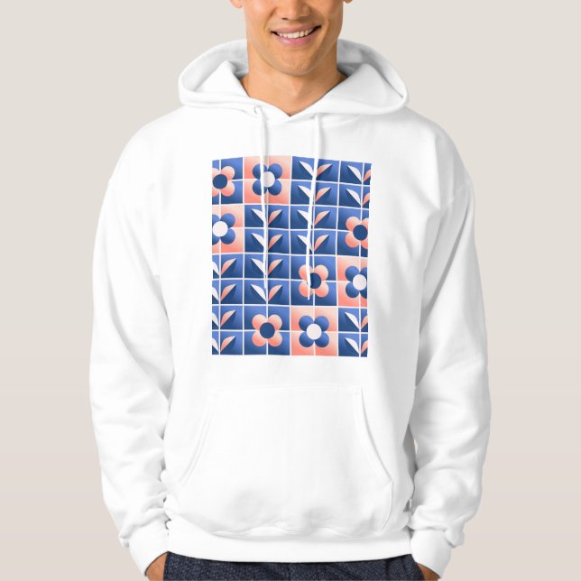 Sudadera Flores estilizadas retro: patrón mosaico. (Anverso)