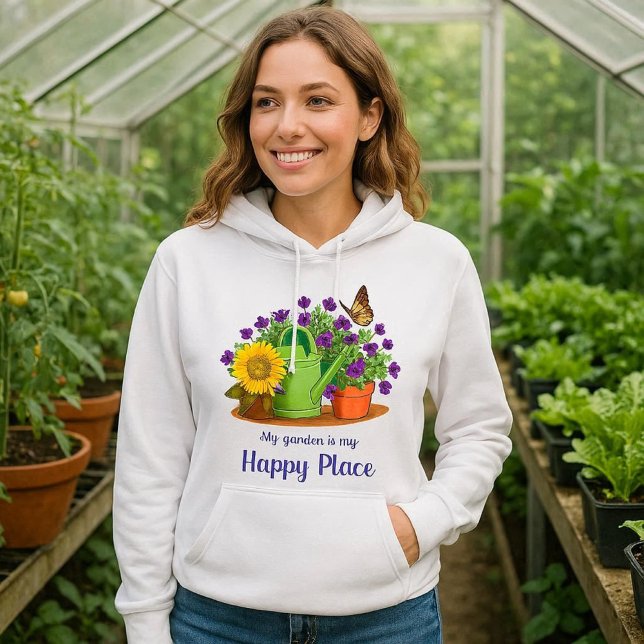 Sudadera Flores Felices Jardín Verano Blanco (Happy garden sweatshirt for anyone who loves to grow plants )