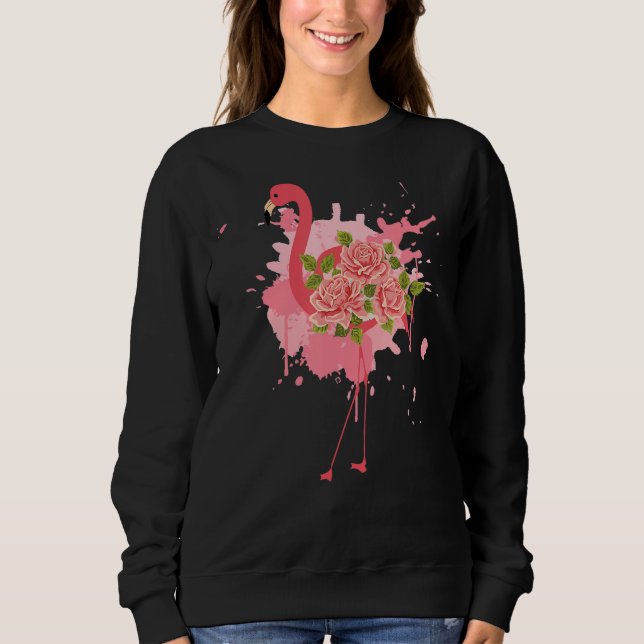 Sudadera Flores Flamingos Cute Flamingo 4 (Anverso)
