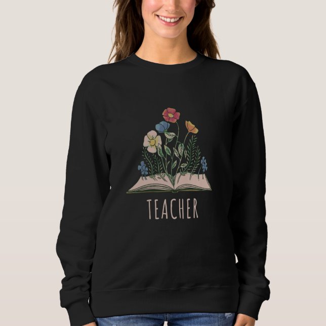 Sudadera Flores florecientes por profesor de libros abierto (Anverso)