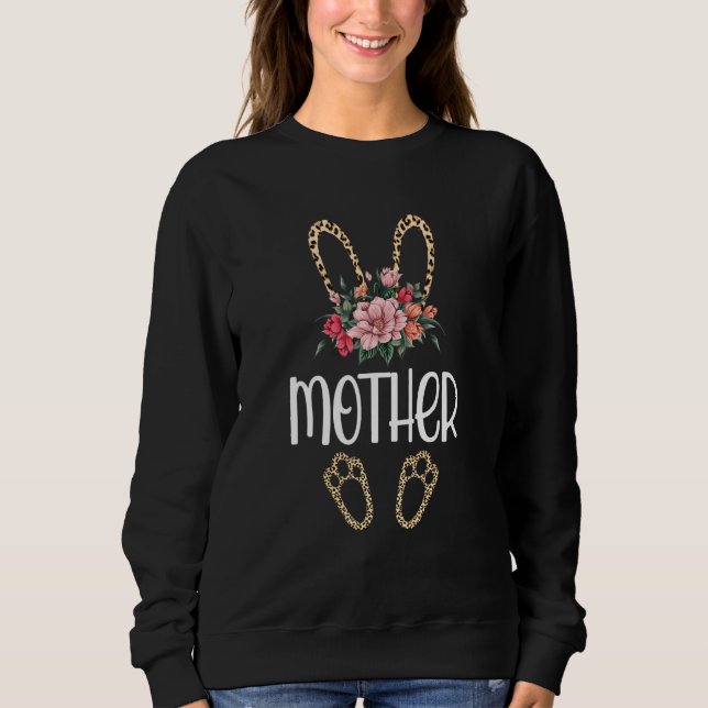 Sudadera Flores Leopard Madre Conejita Día de Pascua Mujere (Anverso)
