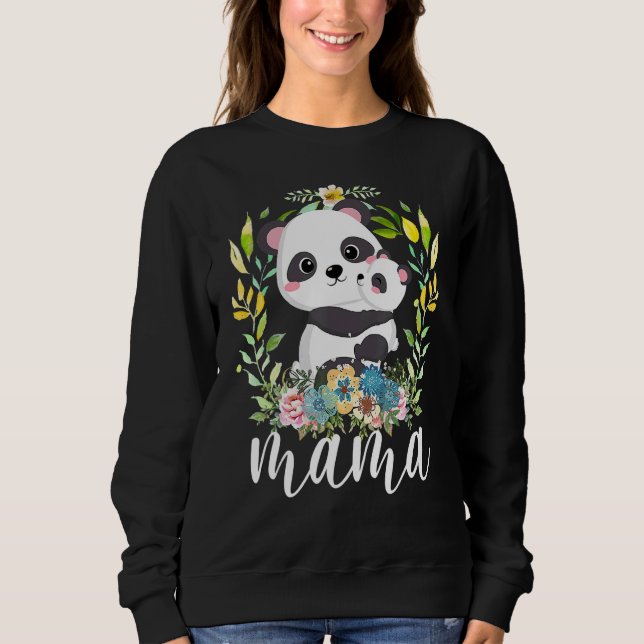 Sudadera Flores mamá y bebé dulce Panda Madre animal (Anverso)
