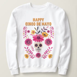 Sudadera Flores mexicanas de cráneo de azúcar felices Cinco
