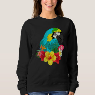 Sudadera Flores Pájaro Selva Animal Tropical Guacamayo Loro