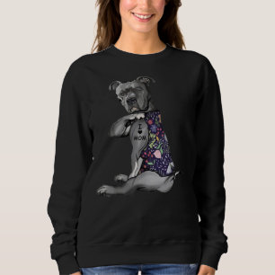 Sudadera Flores Pitbull Amo A Mamá Hippie Perro Pitbull Tat