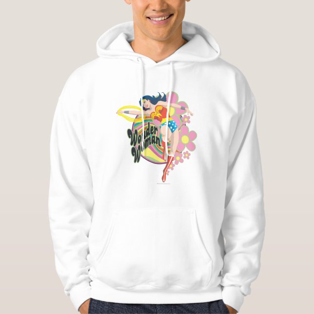 Sudadera Flores retro de mujer maravilla (Anverso)