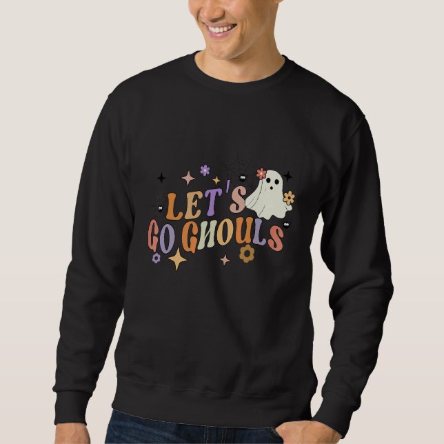 Sudadera Flores Retro Fantasmas de Halloween Fantasmas Cute (Anverso)