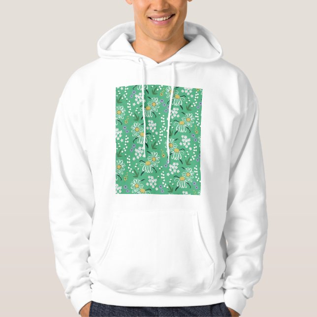 Sudadera Flores Retro, Patrón Botánico Sin Marea. (Anverso)