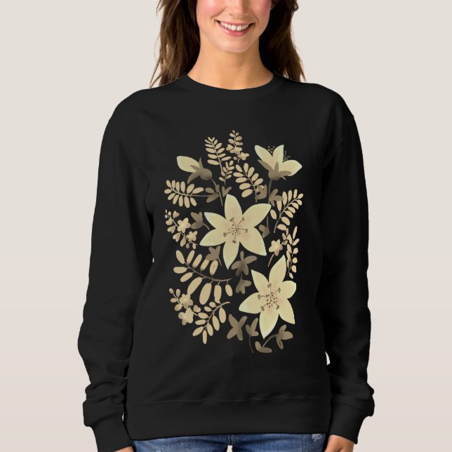 Sudadera Flores, temática floral sepia (Anverso)