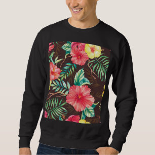 Sudadera Flores tropicales coloridas fondo oscuro