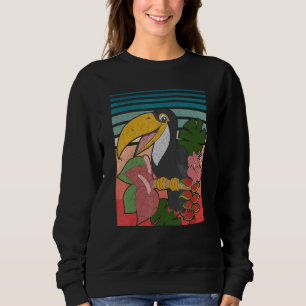 Sudadera Flores tropicales retro Exótico Bird Animal Toucan