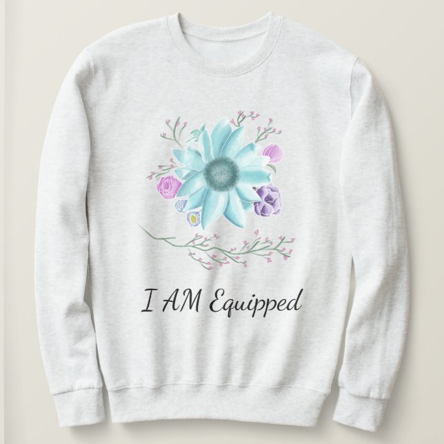 Sudadera Flores verde azuladas con vid I Am (Anverso del diseño)