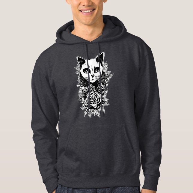 Sudadera Flores Y Gato Gótico (Anverso)