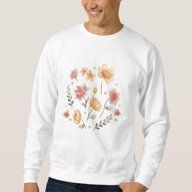 Sudadera Flores y hojas florecidas en acuarela (Anverso)