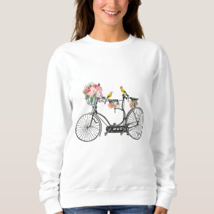 Sudadera Flores y pájaros de bicis románticas