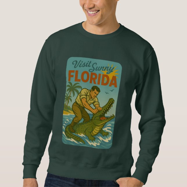 Sudadera Florida Alligator Wrestling | Funny Retro Coastal (Anverso)