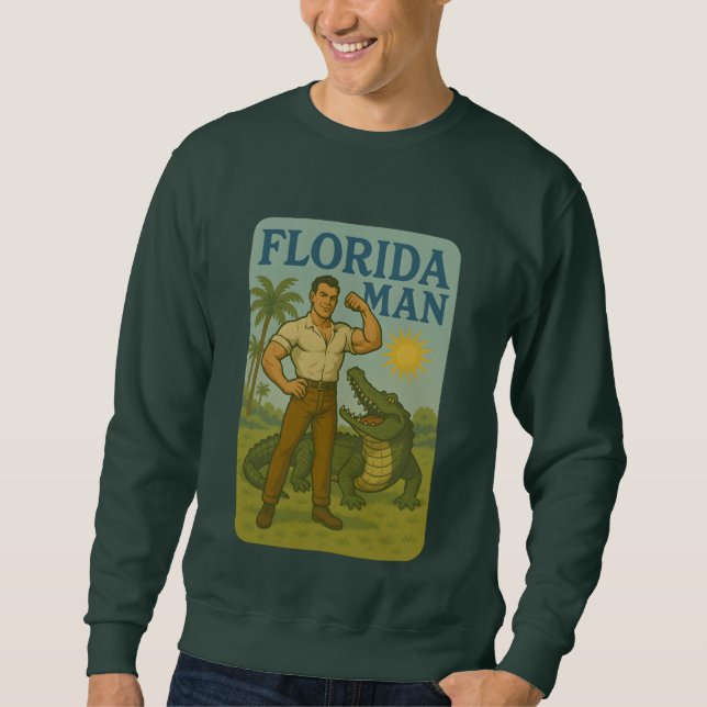 Sudadera Florida Man Alligator Friend Funny Retro Coastal (Anverso)