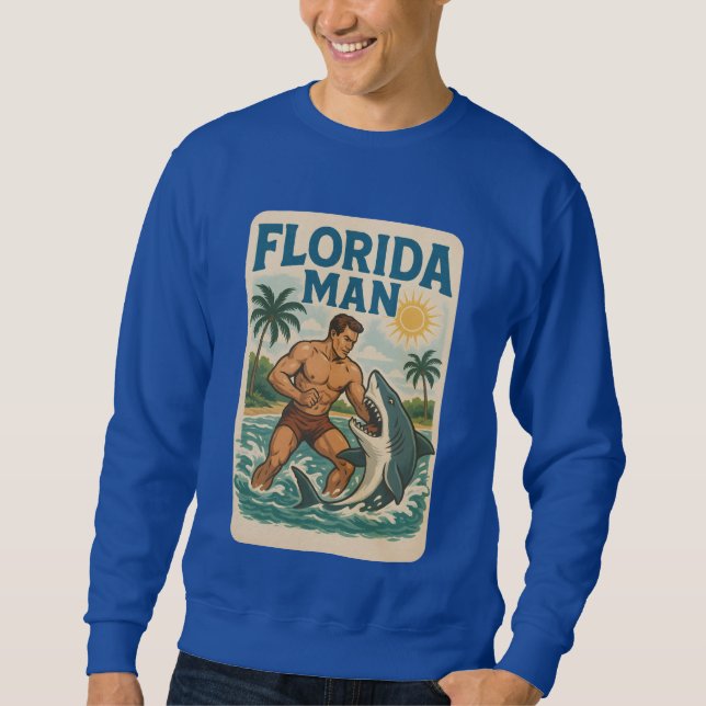 Sudadera Florida Man Coastal Shark Wrestler - Retro Beach (Anverso)