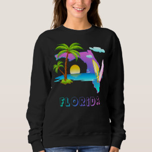 Sudadera Florida Map Sunset Landscape with Palm Trees