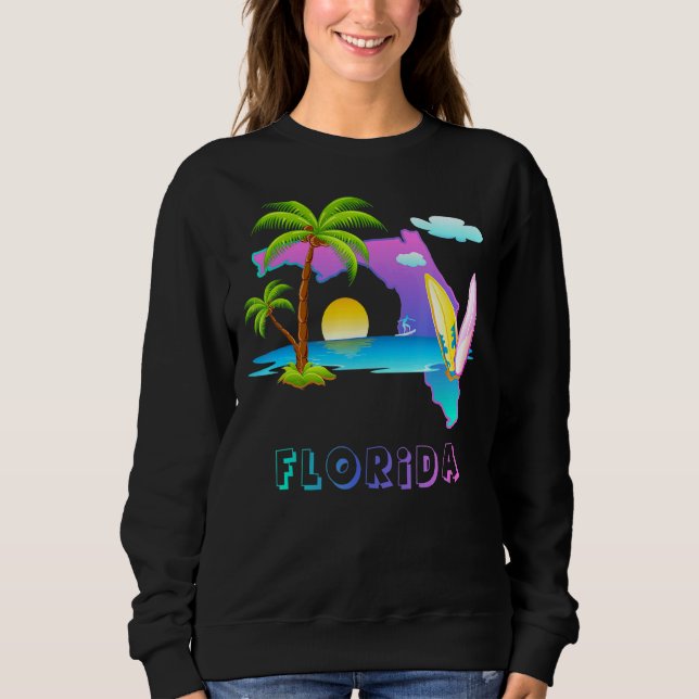 Sudadera Florida Map Sunset Landscape with Palm Trees (Anverso)