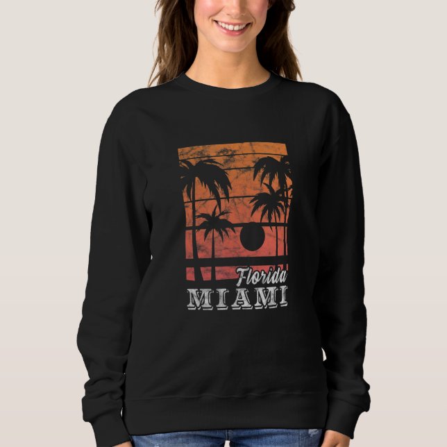 Sudadera Florida Miami Sunset Palm Tree Beach Summer Vacati (Anverso)