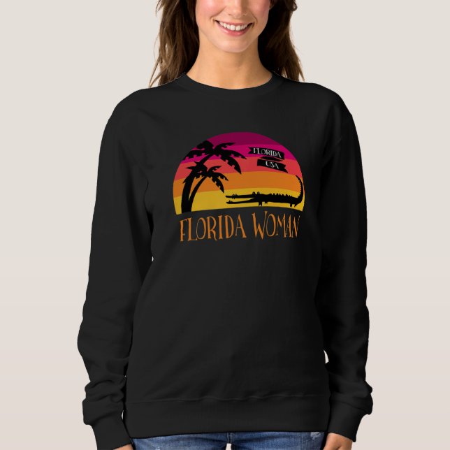 Sudadera Florida Mujer Retro Sunset Y Alligator (Anverso)