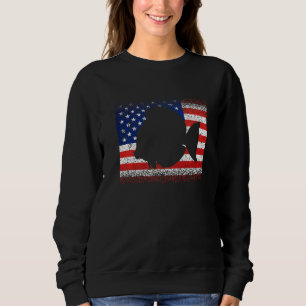 Sudadera Flounder vintage Fish Bandera Americana 4 de julio