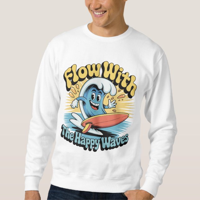 Sudadera Flow With The Happy Waves Surf Style Men’s Tee (Anverso)