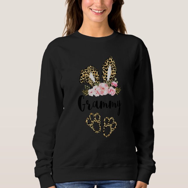 Sudadera Flower Leopard Bunny Grammy Easter Day Women (Anverso)