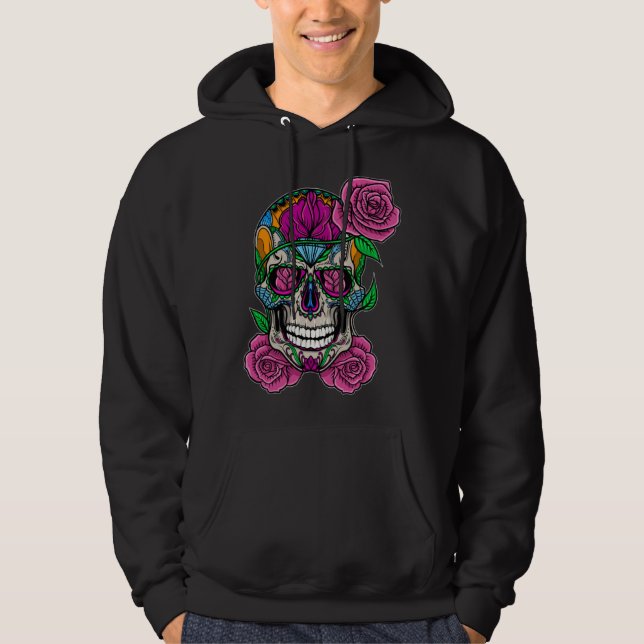 Sudadera Flower Skull Sugar Roses Floral Skeleton Cute Punk (Anverso)
