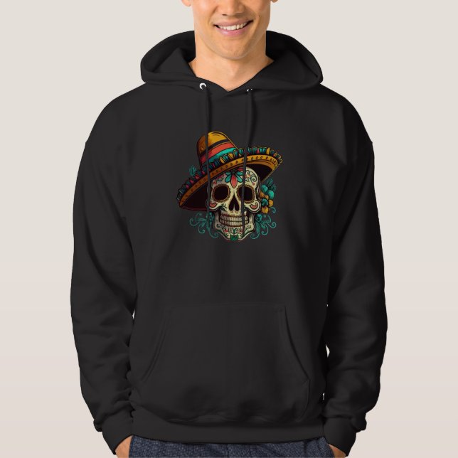 Sudadera Flowers Sugar Skull Cinco De mayo Mexican Dia de L (Anverso)