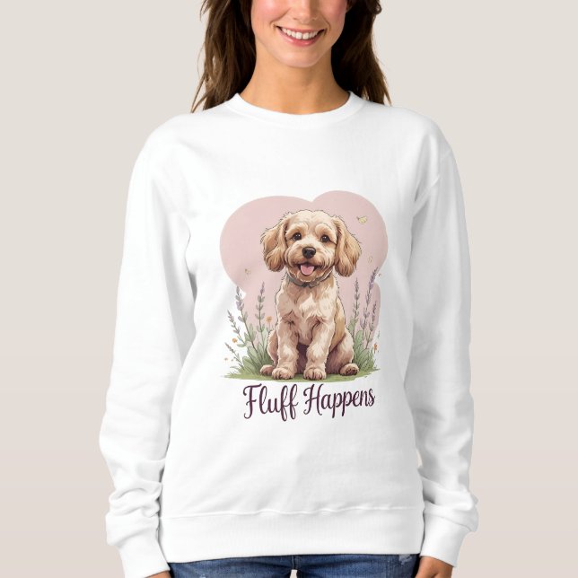 Sudadera Fluff Happens | Diseño de Cockapoo (Anverso)