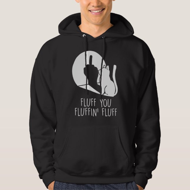 Sudadera Fluff You Cat Middle Finger Waving Cat (Anverso)