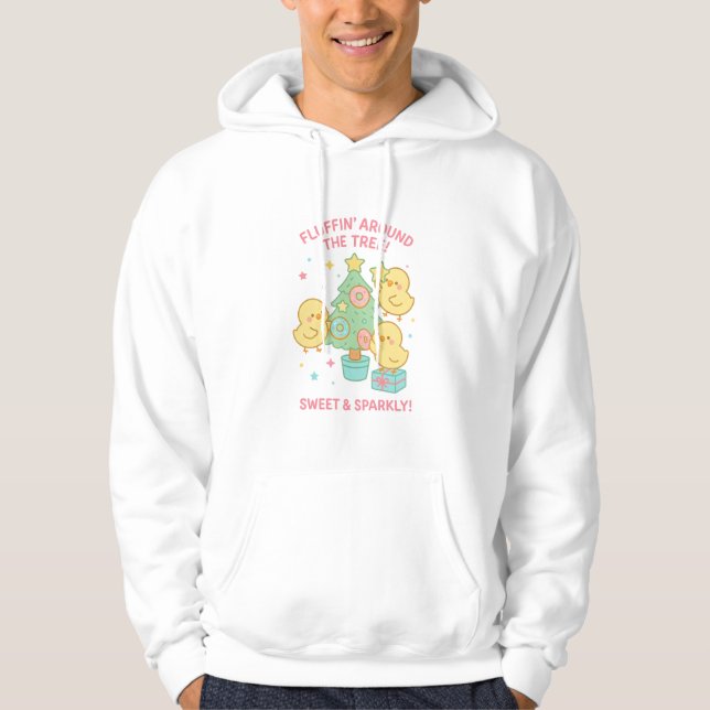 Sudadera Fluffing Around the Tree Chicks Navidad  (Anverso)
