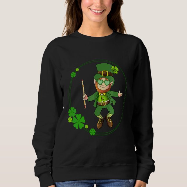 Sudadera Flute Leprechaun St Patricks Day Flute Player Iris (Anverso)