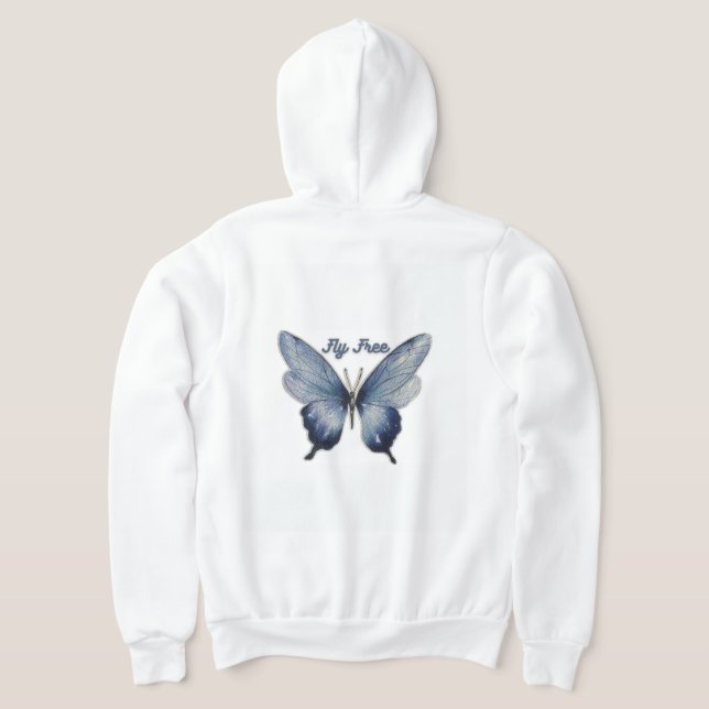 Sudadera Fly Free – Blue Butterfly Art Design (Distribución Reverso )