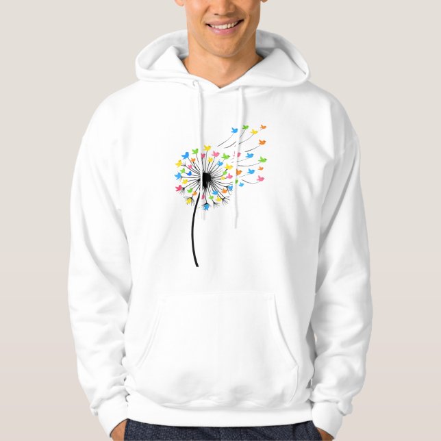 Sudadera Flying colorful birds dandelion flow (Anverso)