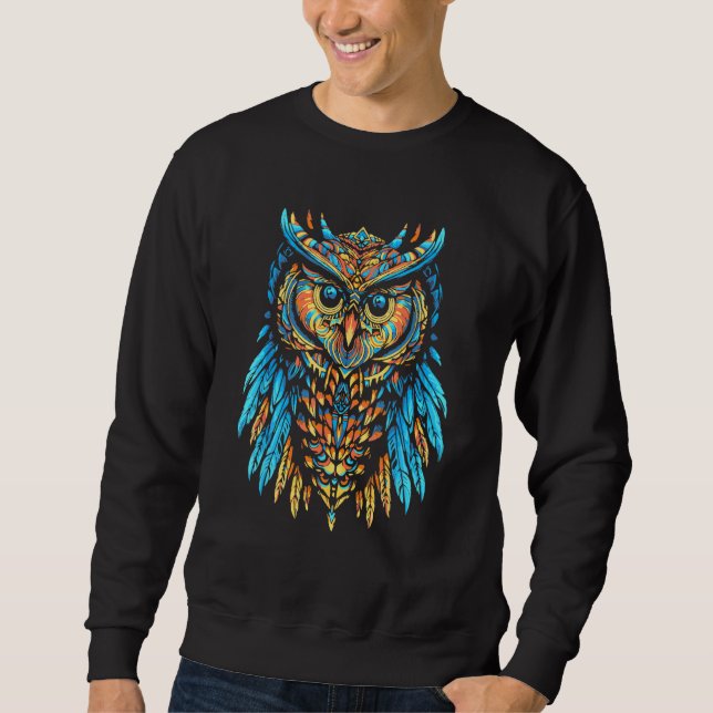 Sudadera Flying Owl Futuristic Geometric Glitch Bird (Anverso)