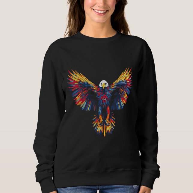 Sudadera Flying Owl Futuristic Geometric Glitch Bird  2 (Anverso)