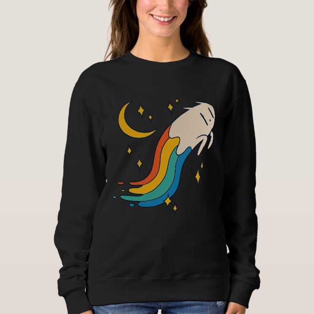 Sudadera Flying Rainbow Cat Meme Cat Emo Soft Grunge EGirl (Anverso)