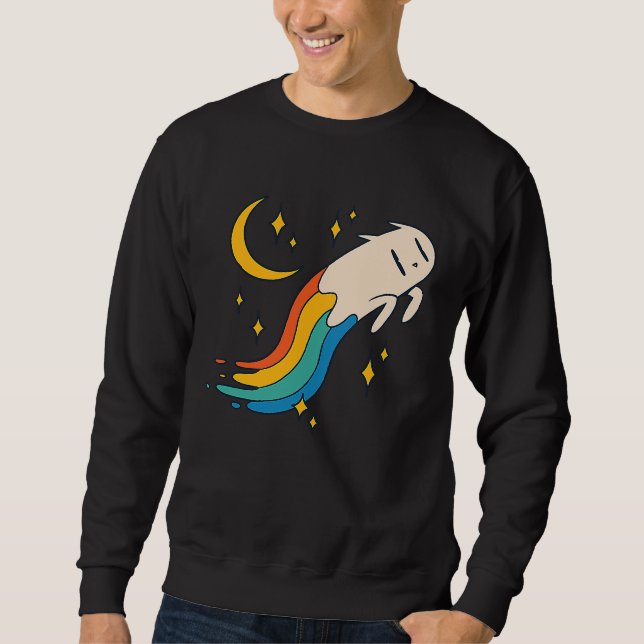 Sudadera Flying Rainbow Cat Meme Cat Emo Soft Grunge EGirl (Anverso)
