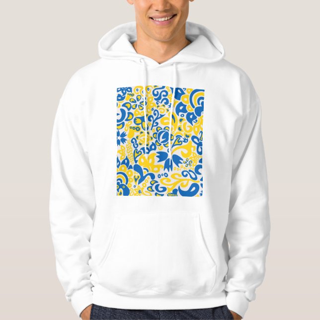 Sudadera Folklore pattern with Ukrainian flag colors   (Anverso)